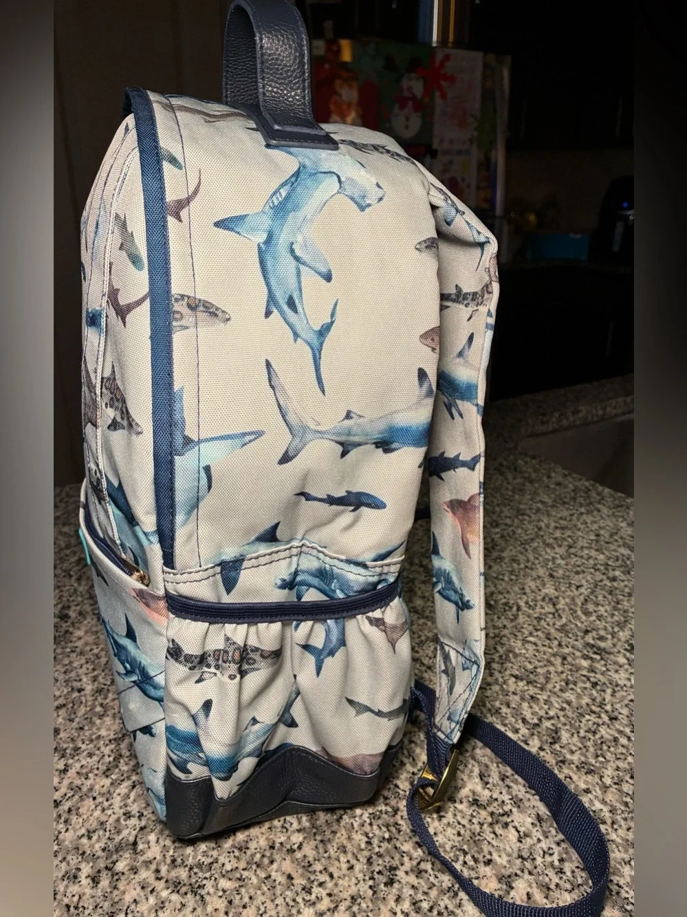 Posh Peanut Maverick Shark 17 inch Large Gray Blue Backpack